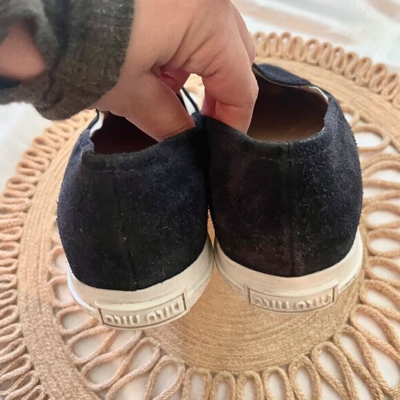 Miu Miu Black Suede Metal Cap Toe Slip On Sneakers Size 36 - Picture 7 of 10